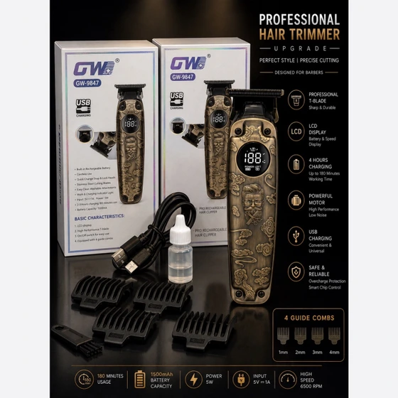 ماشین اصلاح جی دبلیو مدل GW9847 با قابلیت صفر زن