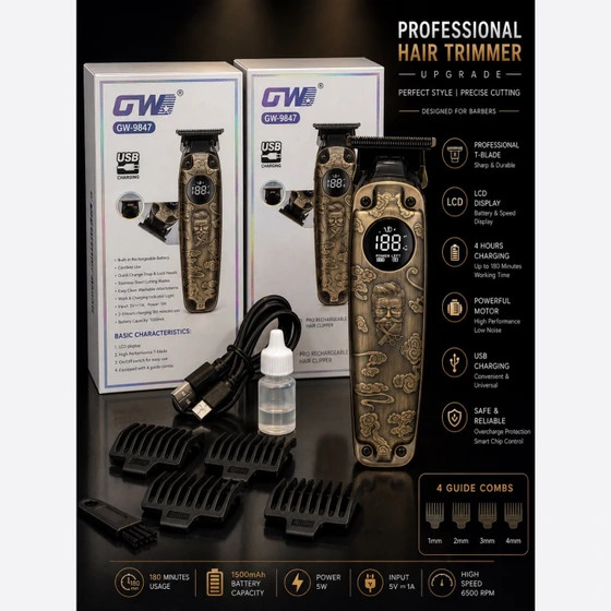 ماشین اصلاح جی دبلیو مدل GW9847 با قابلیت صفر زن