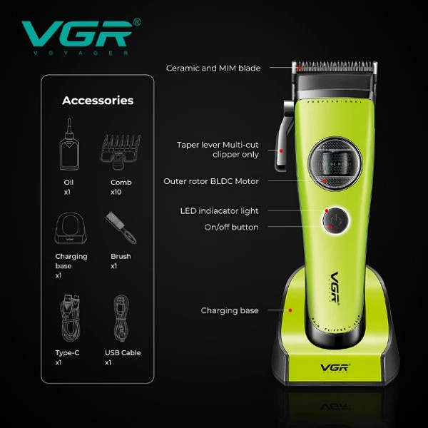 ماشین اصلاح وی جی آر مدل VGR-V880C با تیغه سرامیک