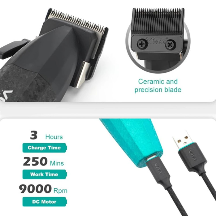 ماشین اصلاح وی جی آر مدل VGR V-640 S2 با تیغه سرامیک و برش مستقیم
