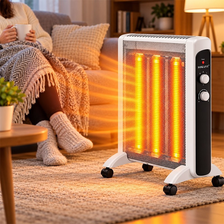 بخاری برقی SOKANY مدل SK-18004 توان 2000 وات با ترموستات قابل تنظیم و پایه چرخدار