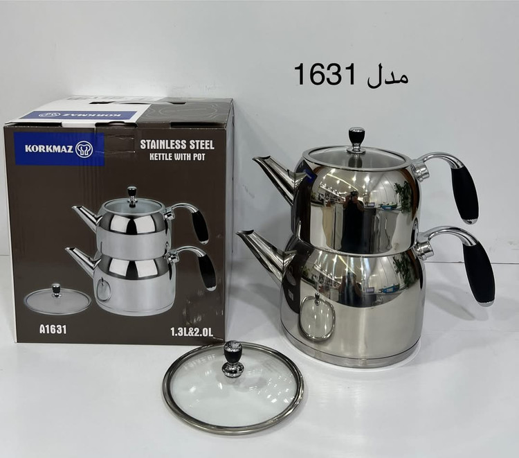 کتری قوری کرکماز مدل A1631 ظرفیت ۲ لیتر با قوری ۱.۳ لیتر استیل ضد زنگ